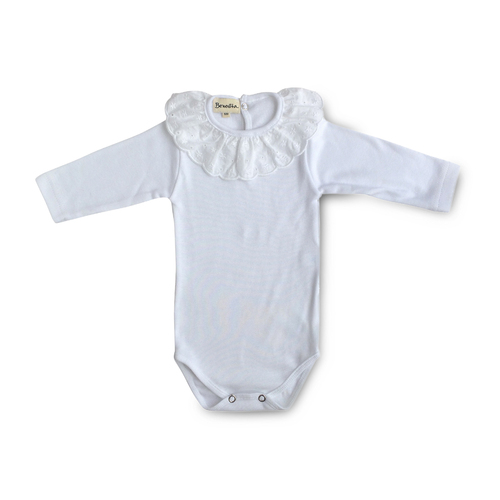 英国原产Benedita英式刺绣衣领长袖婴儿连体服女款 白色 XS