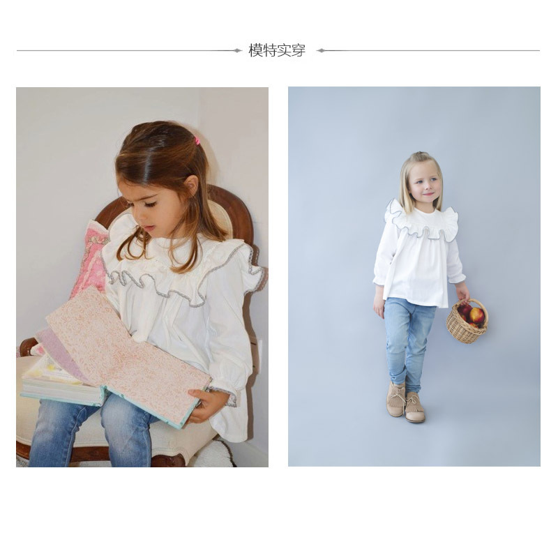 英国原产Benedita镶褶婴儿衬衫宝宝装白色带灰边蕾丝 白色 L