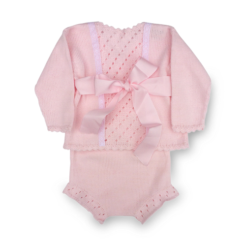 英国原产Benedita手工针织套装婴儿套装宝宝装 粉红 XS