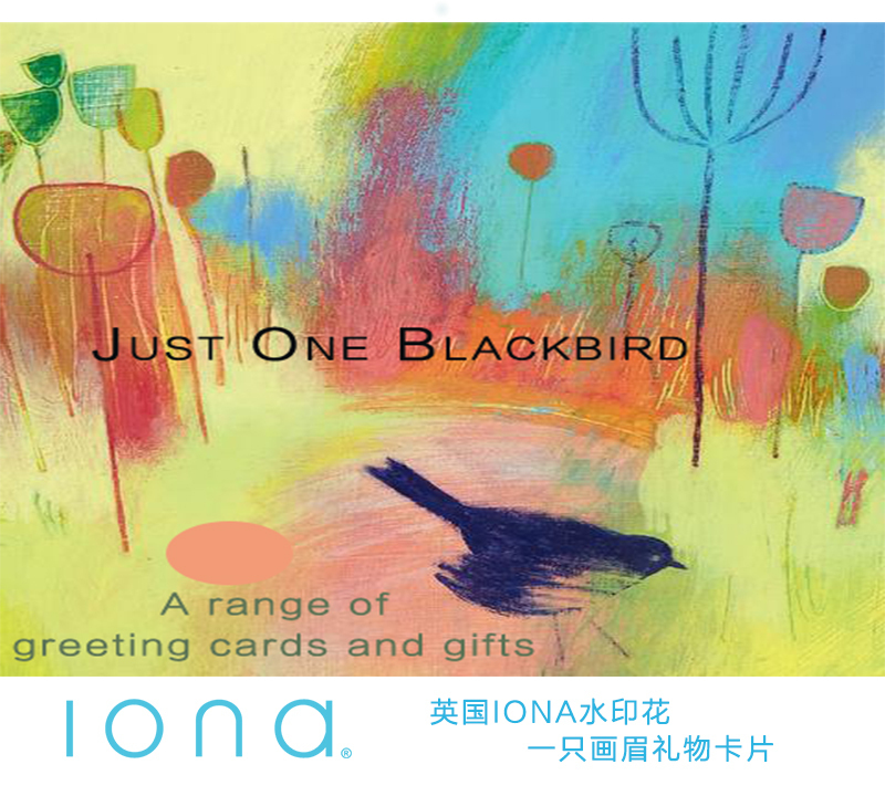 英国原产IONA画眉鸟水墨画图案节日祝福贺卡明信片 彩色
