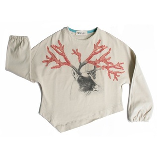 西班牙原产MoNiKaKo Kids 鹿头不规则底边上衣女宝宝长袖