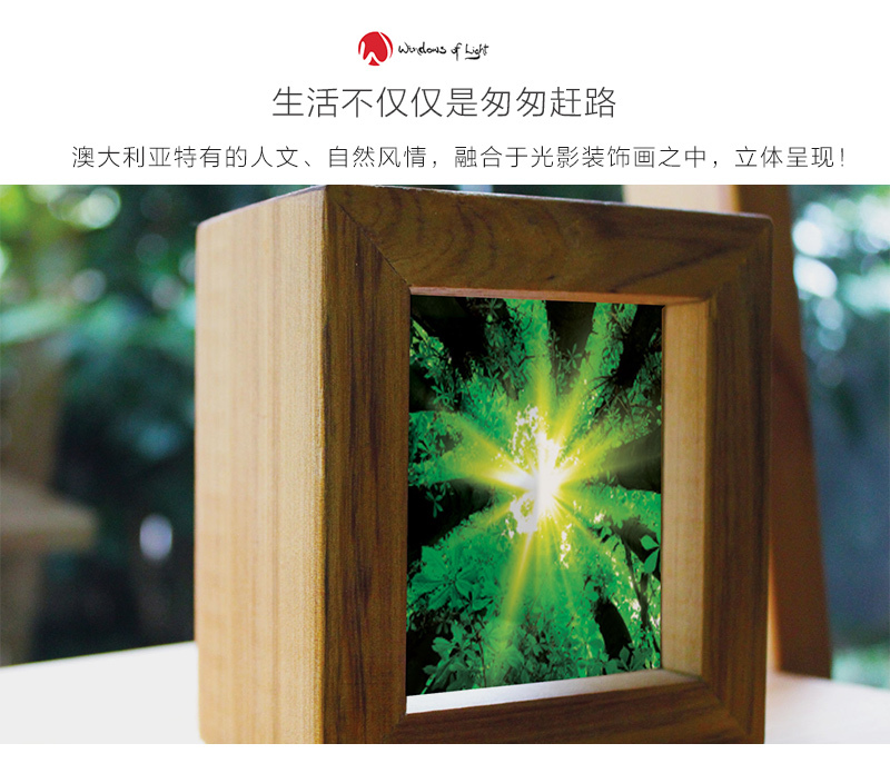 澳大利亚原产Windows of Light立体光影装饰画 林间光束 绿色