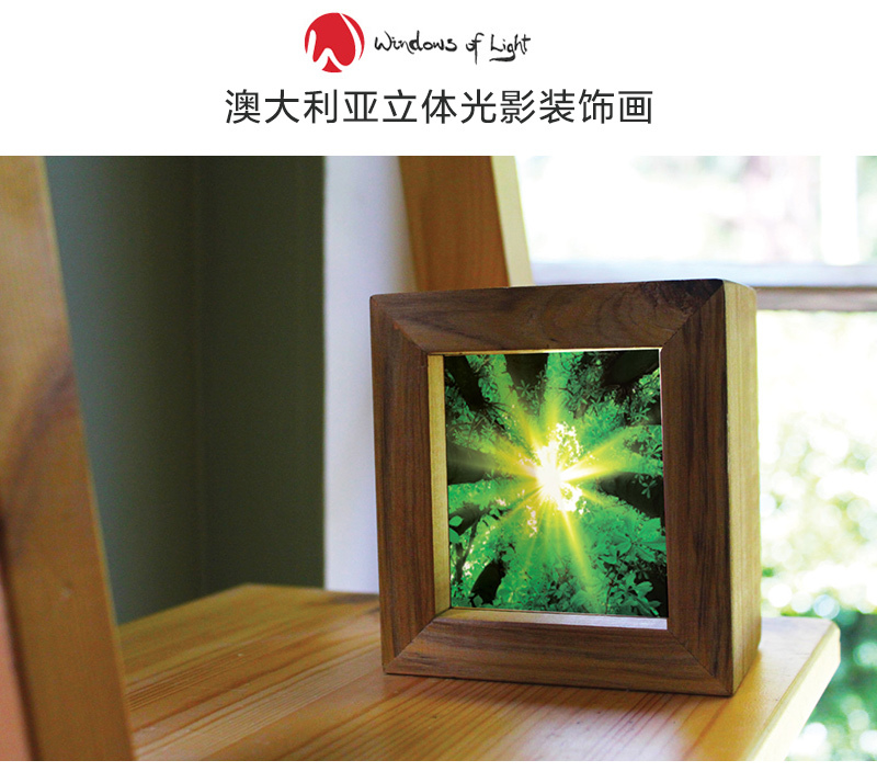 澳大利亚原产Windows of Light立体光影装饰画 林间光束 绿色