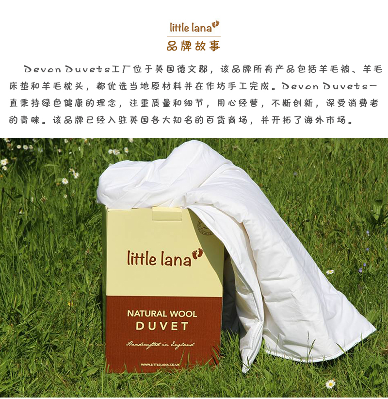英国原产DEVON DUVETS儿童羊毛被羊毛枕套装轻便款300gsm 白色