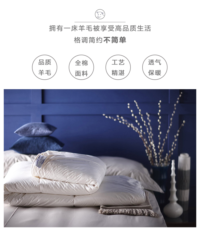 英国原产DEVON DUVETS羊毛被棉被被芯轻便款300gsm 白色 220X240CM