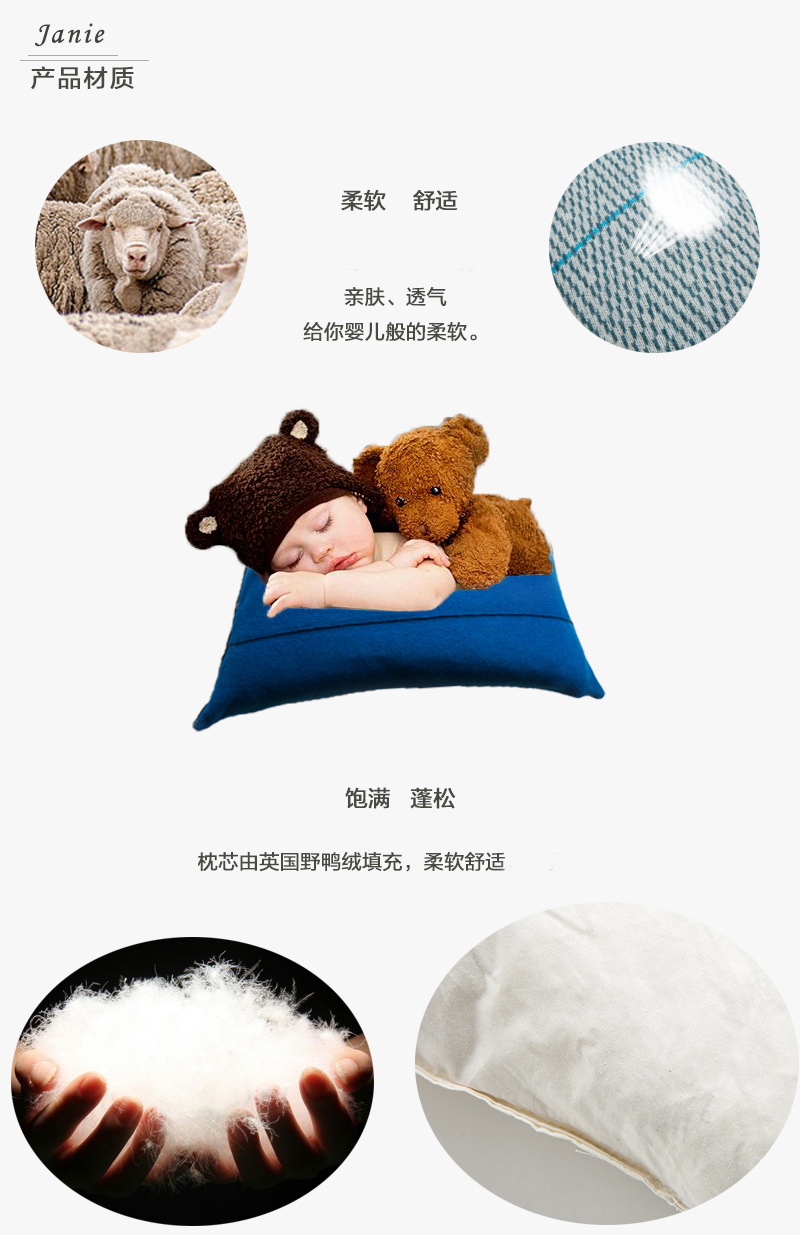 英国原产Janie美利奴羊毛钻石图案靠垫靠枕抱枕 天蓝 M