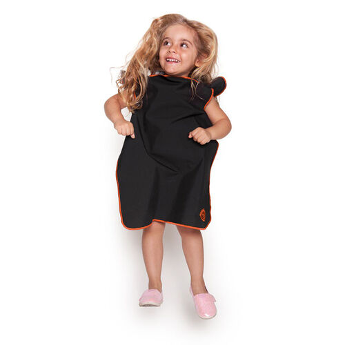美国原产Bibbitec多功能婴儿食饭衣儿童饭兜小孩吃饭围裙 黑底橙边 中号(9-24个月)