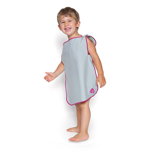 美国原产Bibbitec多功能婴儿食饭衣儿童饭兜小孩吃饭围裙 灰底红边 大号(18个月-5岁)