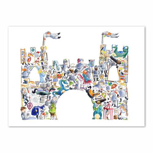 英国原产LouiseTateIllustration儿童房间装饰画城堡 彩色