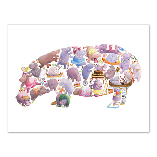 英国原产LouiseTateIllustration彩色插画装饰画挂画河马