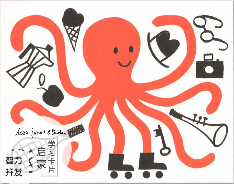 英国原产lisajonesstudio儿童启蒙认知学习卡片章鱼混色