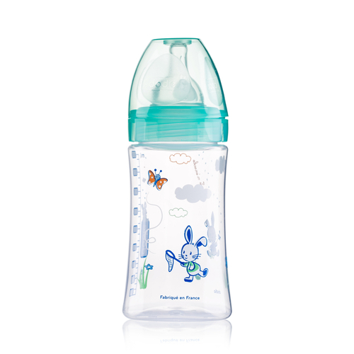 法国原产dodie Initiation宽口婴儿奶瓶270ml含中号奶嘴 绿色