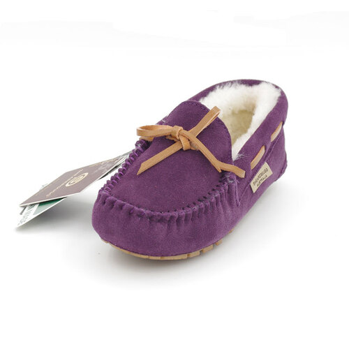 澳洲SHEARERS莫卡辛豆豆鞋磨砂船鞋平底鞋女士冬季 紫色 5码（37）