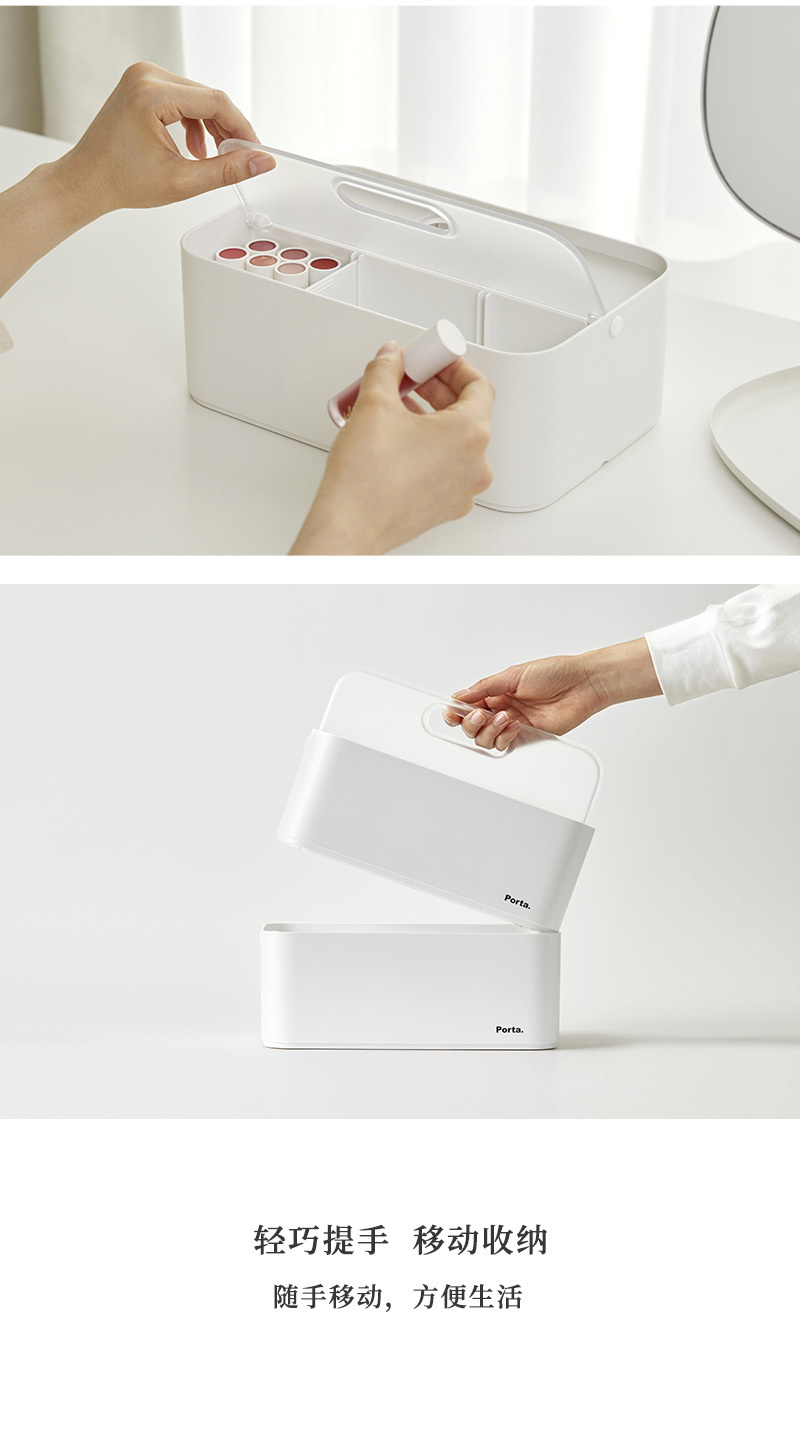 韩国SYSMAX Porta Fold系列多功能收纳盒置物盒含透明手提 白色