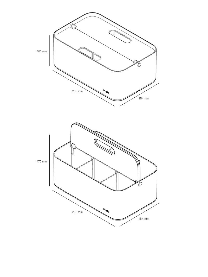 韩国SYSMAX Porta Fold系列多功能收纳盒置物盒含透明手提 白色