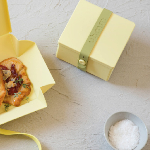 丹麦Uhmm可折叠保鲜盒野餐盒食物盒方形 柠檬黄