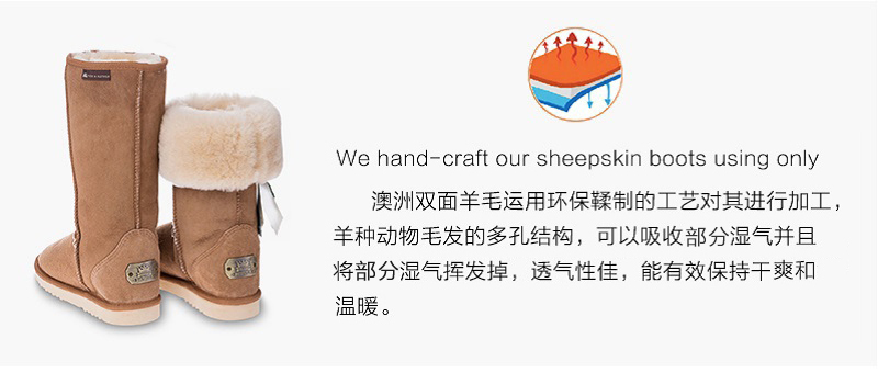 澳大利亚原产CHIC EMPIRE羊皮雪地靴长筒靴 海军蓝 3码