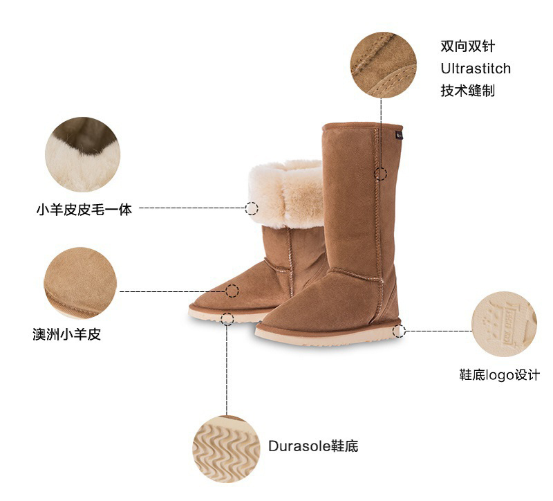 澳大利亚原产CHIC EMPIRE羊皮雪地靴长筒靴 海军蓝 3码
