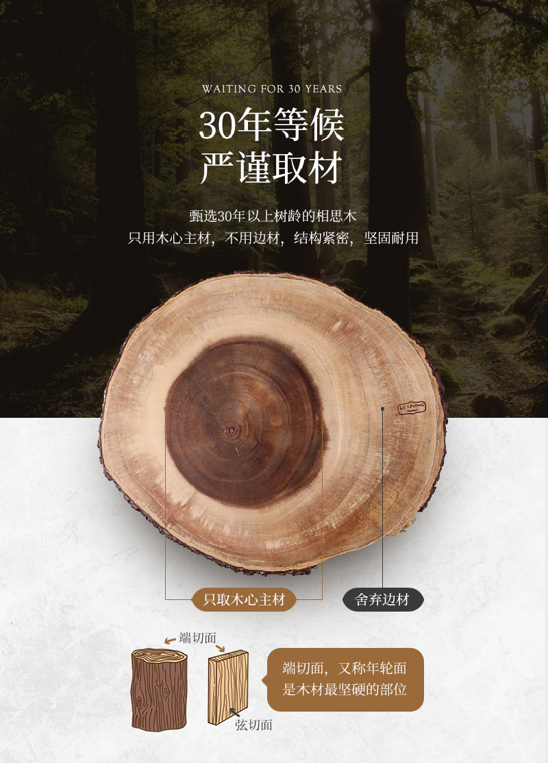 泰国LC LIVING相思木带提手长方形砧板菜板案板大号 深棕色 MP50