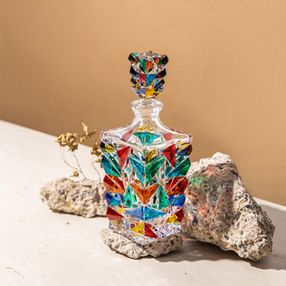 意大利原产ZECCHIN穆拉诺冰川系列手工玻璃威士忌酒瓶壶900ml