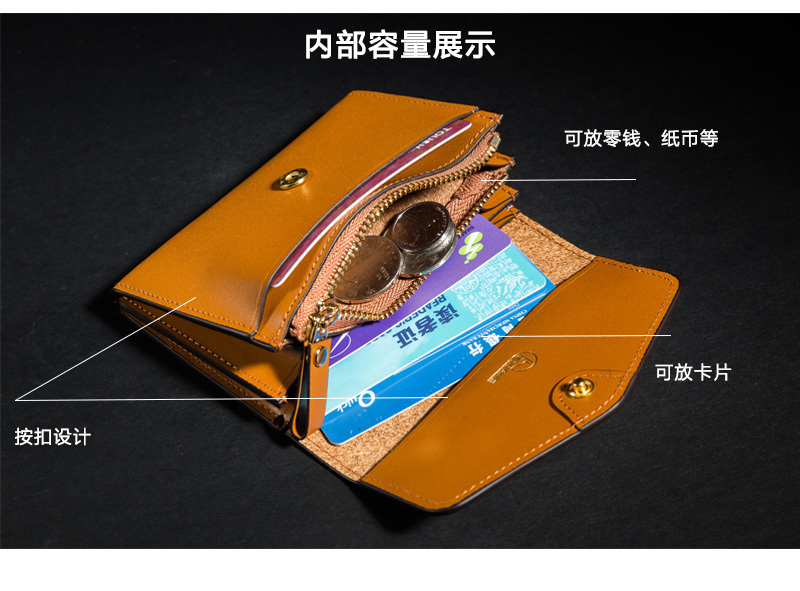 韩国原产POANE牛皮信封式卡包简约柔软钱包 酒红