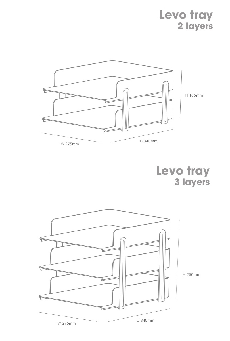 韩国SYSMAX Levo Tray系列文件架收纳架 蓝色 3层