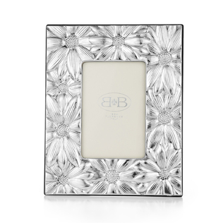 意大利原产B&B银手工相框摆台裱画框雏菊花纹