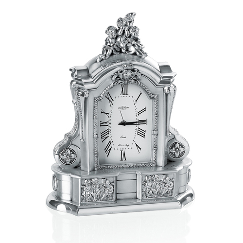 意大利原产LINEA ARGENTI镀银钟表时钟座钟 现代欧尚风 银色