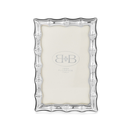 意大利原产B&B银手工相框摆台裱画框竹子花纹 银白色 10cmX15cm（适合6寸相片