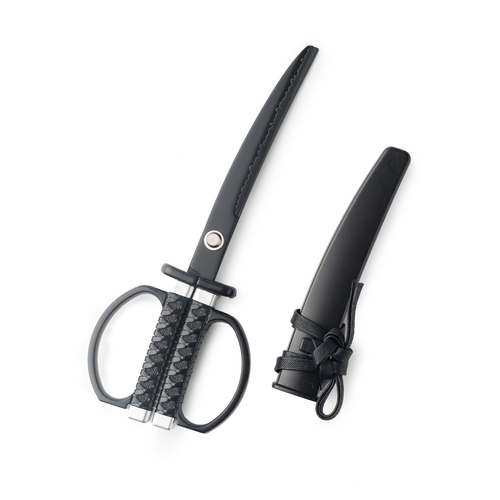 日本原产NIKKEN传统风格文具不锈钢忍者刀家用办公剪刀 黑色