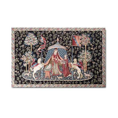 比利时原产 GK-ART 提花编织挂毯地毯“女人和独角兽” 图案