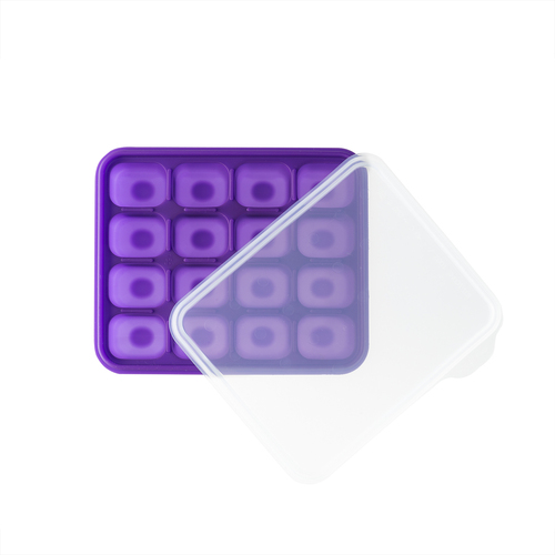 韩国原产BeBe乐硅胶婴儿辅食盒食物储存格冰箱储存盒小号 紫色
