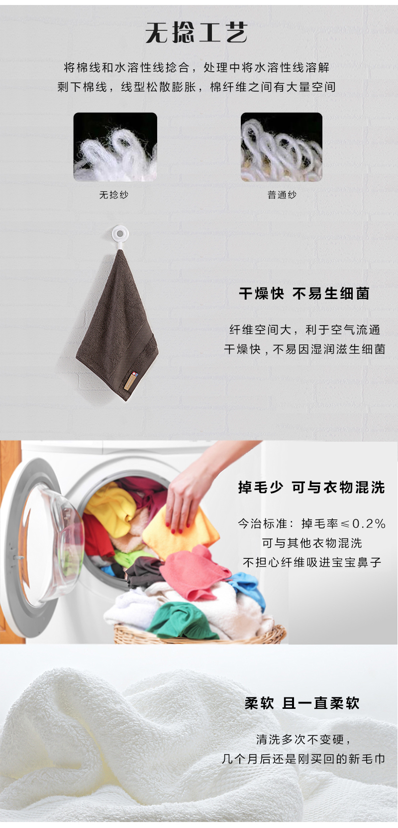 日本原产ORIM今治毛巾Cocoon系列棉质柔方巾宝宝洗脸32*35cm 咖啡