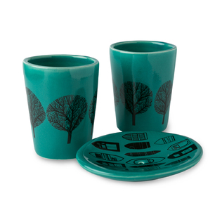 英国原产lush designs骨瓷洗漱杯牙杯杯碟三件套