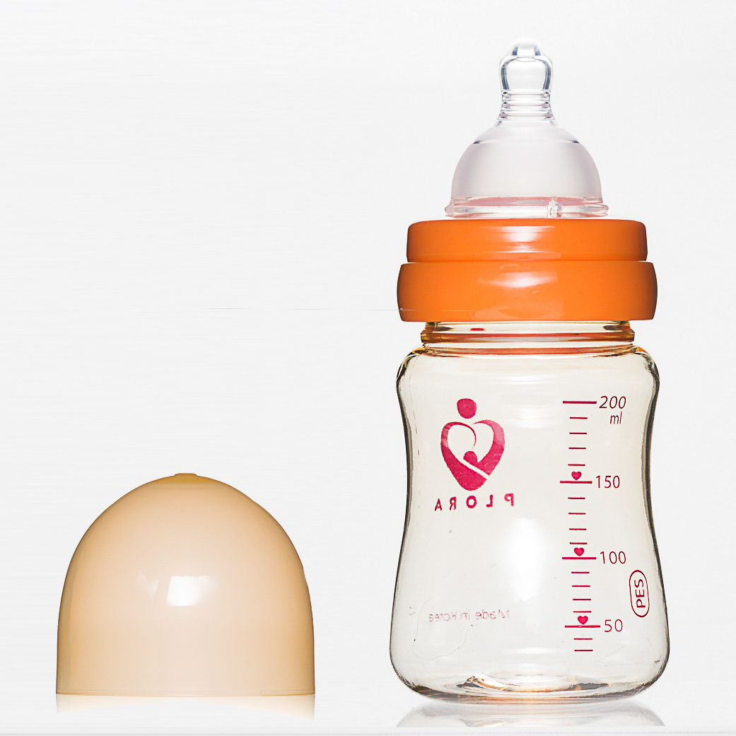 韩国原产PLORA宽口奶瓶PES奶瓶婴儿奶瓶200ml单个装 橙色