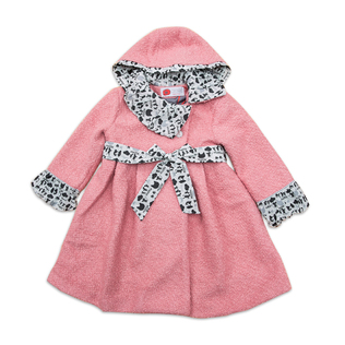 法国原产cocolico系带尼大衣女宝连帽风衣大衣