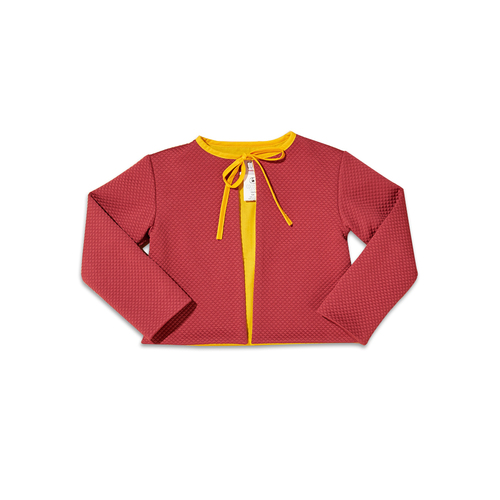 法国原产cocolico秋款系带外套女宝宝开衫外套 红色 4岁