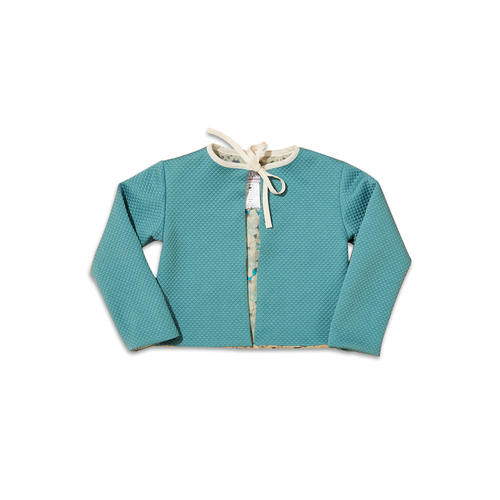 法国原产cocolico秋款系带外套女宝宝开衫外套 浅蓝色  4岁