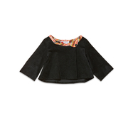 法国原产cocolico秋款翻领小外套宝宝开衫宝宝外套 黑色  4岁