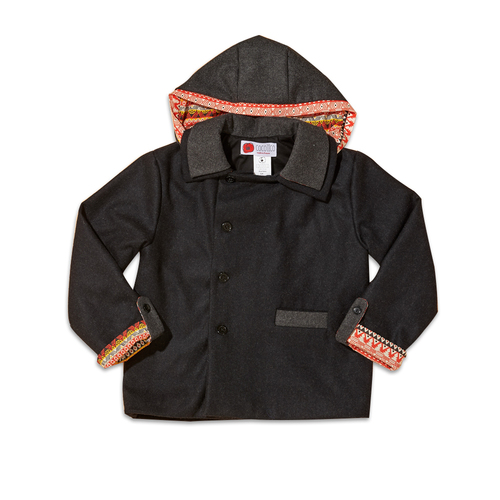 法国原产Cocolico可拆卸帽子休闲外套秋冬款宝宝外套 黑色  4岁