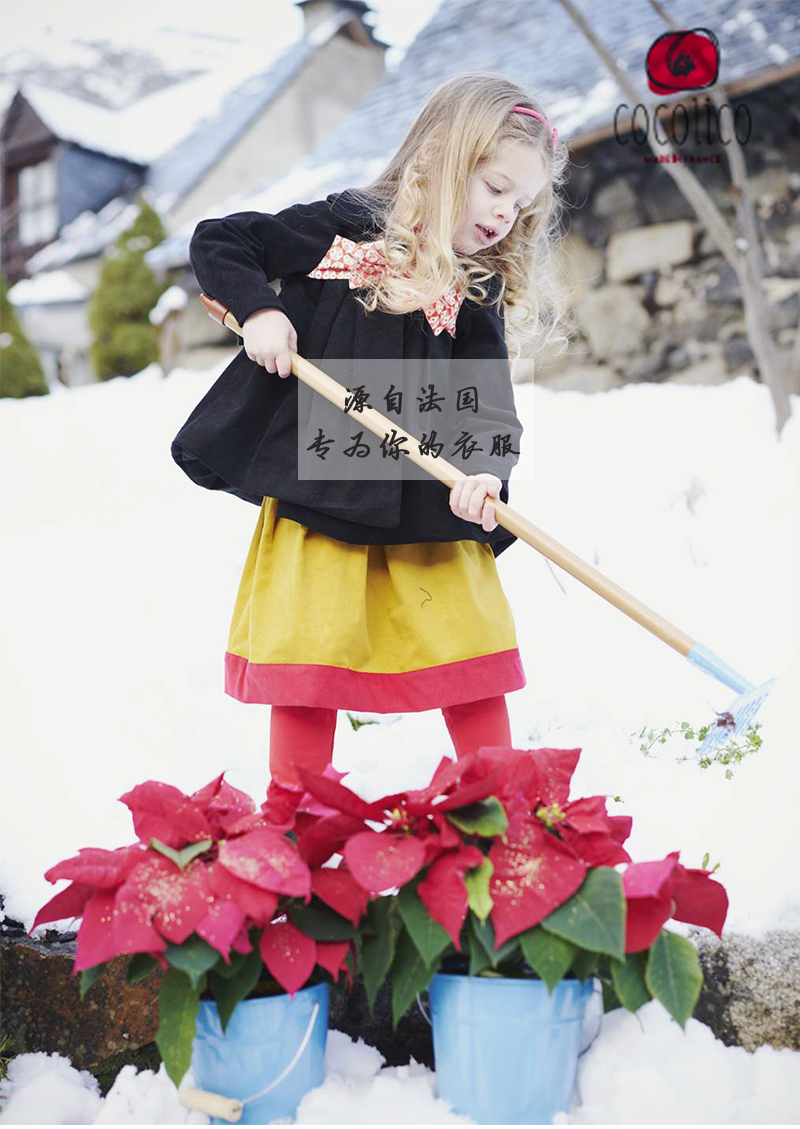 法国原产cocolico秋冬款外套女宝宝外套 黑色  4岁