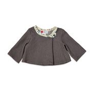 法国原产cocolico秋款翻领小外套宝宝开衫宝宝外套 灰色  4岁