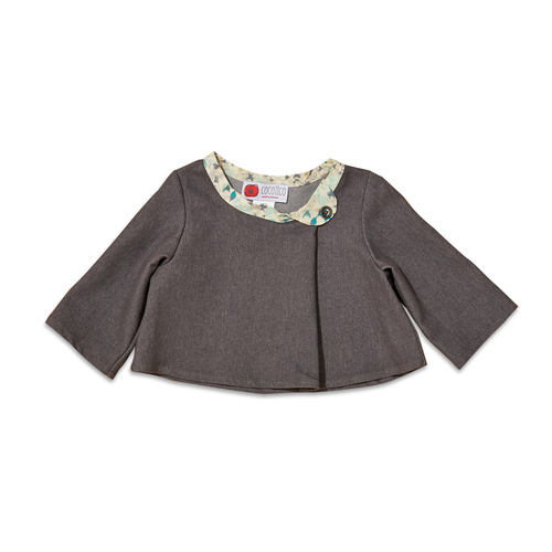 法国原产cocolico秋款翻领小外套宝宝开衫宝宝外套 灰色  4岁