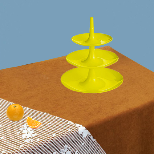 德国原产koziol三层点心盘水果盘糕点盘 黄绿 L