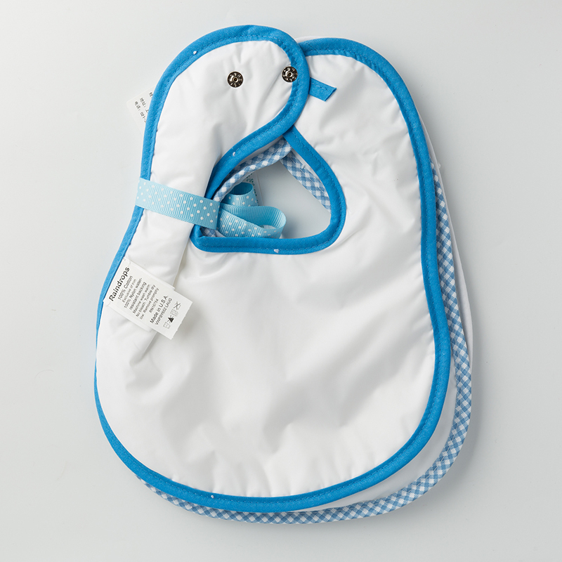 美国原产Raindrops棉质口水巾围兜婴幼儿围嘴3件套装 白色（含一枚白底小鱼图案及两枚纯白围嘴）