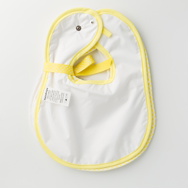 美国原产Raindrops棉质口水巾围兜婴幼儿围嘴3件套装 白色（含一枚白底小鸭图案及两枚纯白围嘴）