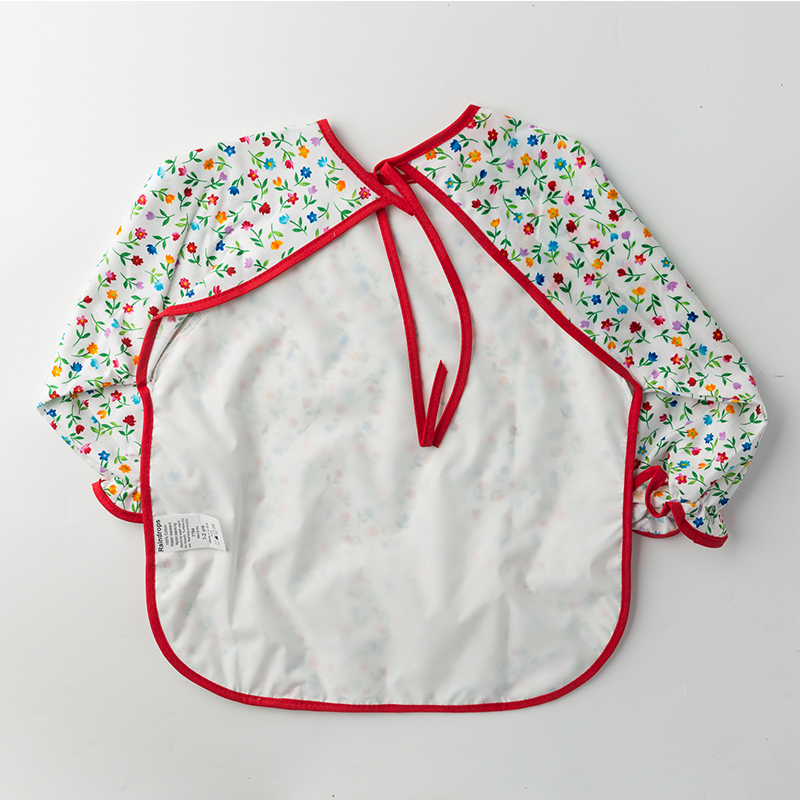 美国原产Raindrops防水罩衣儿童吃饭罩衣宝宝罩衣 白底花朵图案