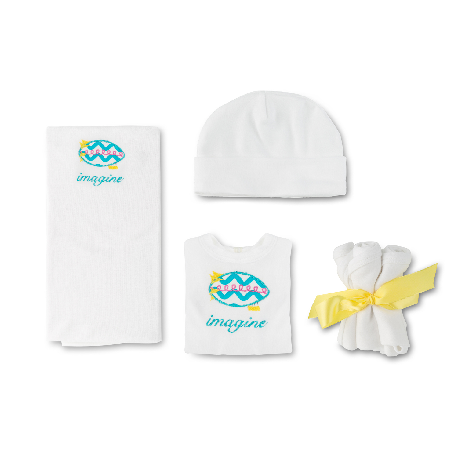 美国原产Raindrops棉质新生儿礼盒婴幼儿礼品套装 中性款飞艇图案