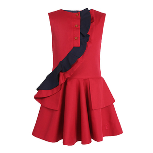 英国原产JESSIE AND JAMES棉质裙女裙无袖红色女童连衣裙