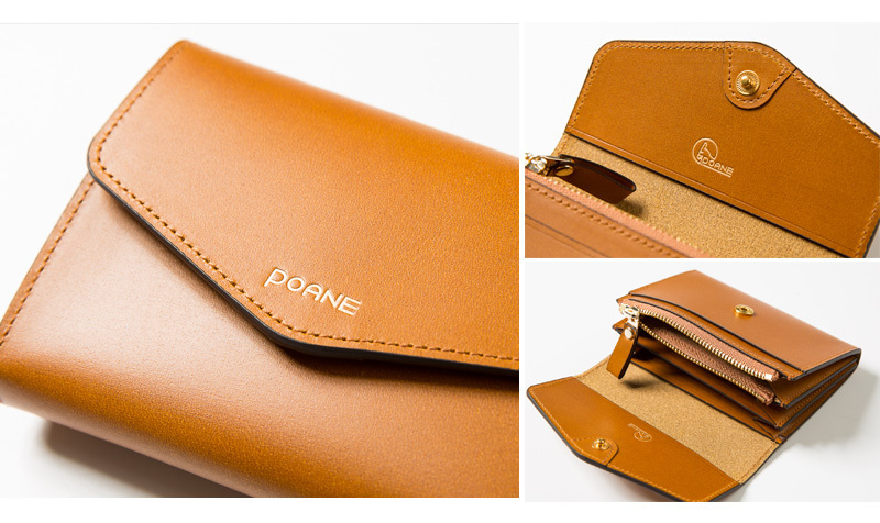 韩国原产POANE牛皮信封式卡包简约柔软钱包 酒红
